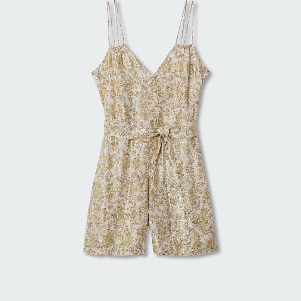 NWT mango committed romper gold size medium